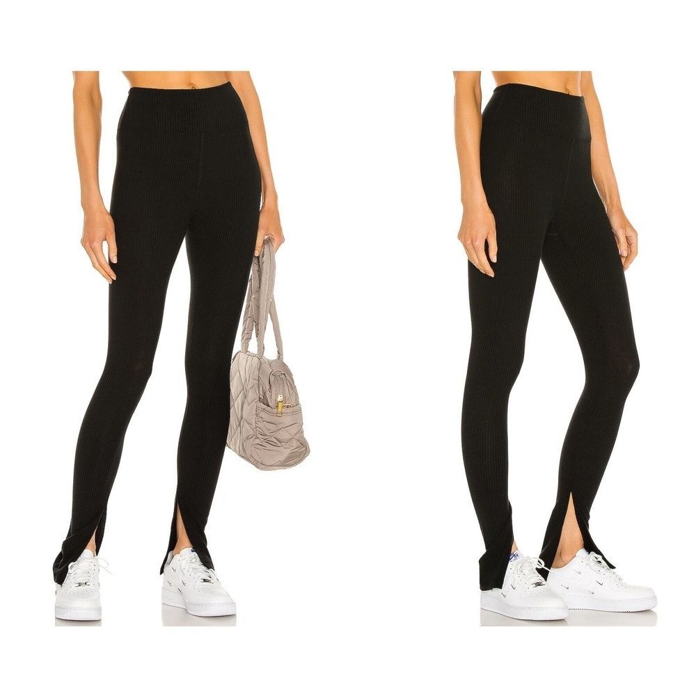 Year of Ours Revolve Leggings S Slit Casual Yoga Stretchy Black Small 9 to 5